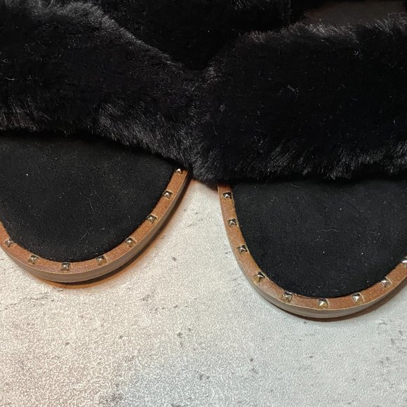 Steve Madden NWOB Enite Studded Faux Fur Sandals Sz 6 - Picture 5 of 6